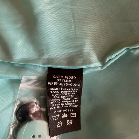 Jessica Light Aqua Stand Up Collar Jacket with Scarf Size 6 - Picture 12 of 16